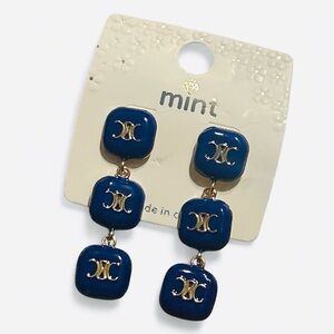 Fashion Blue and Gold Earrings